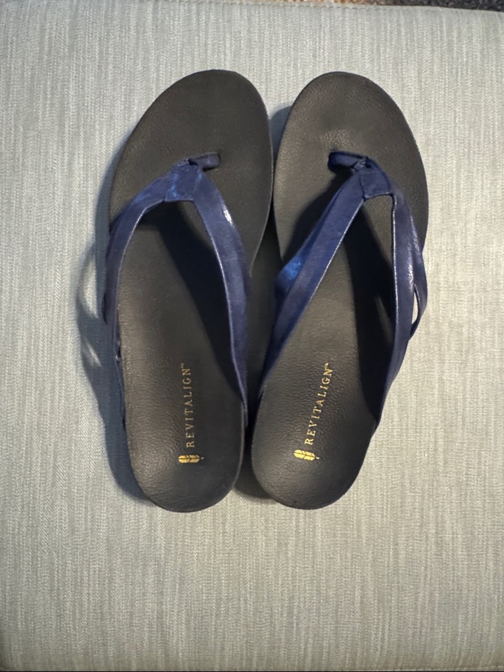 REVITALIGN Women's Sandy Seas Navy Blue Flip Flop Sandals